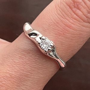 Silver Crystal Melted Ring